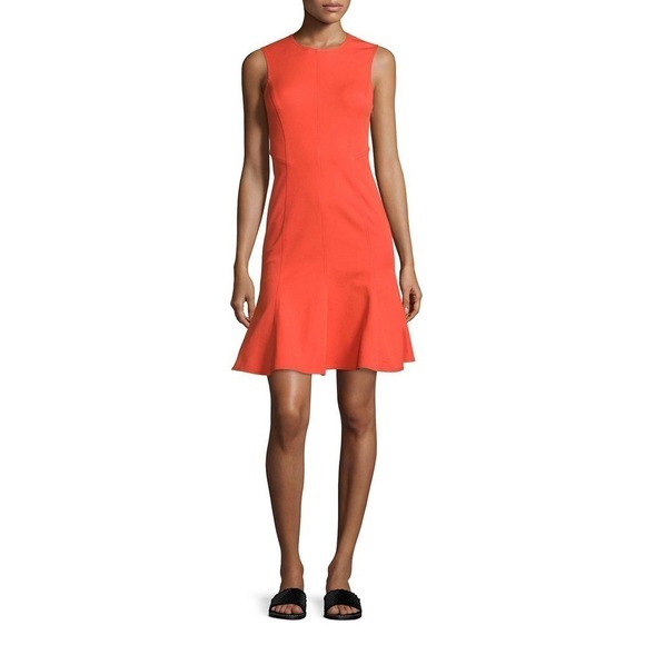 DEREK LAM 10 CROSBY Dresses & Skirts - Derek Lam 10 Crosby Paneled Back Cut Out Fit-and-Flare Dress Bright Coral Size 0